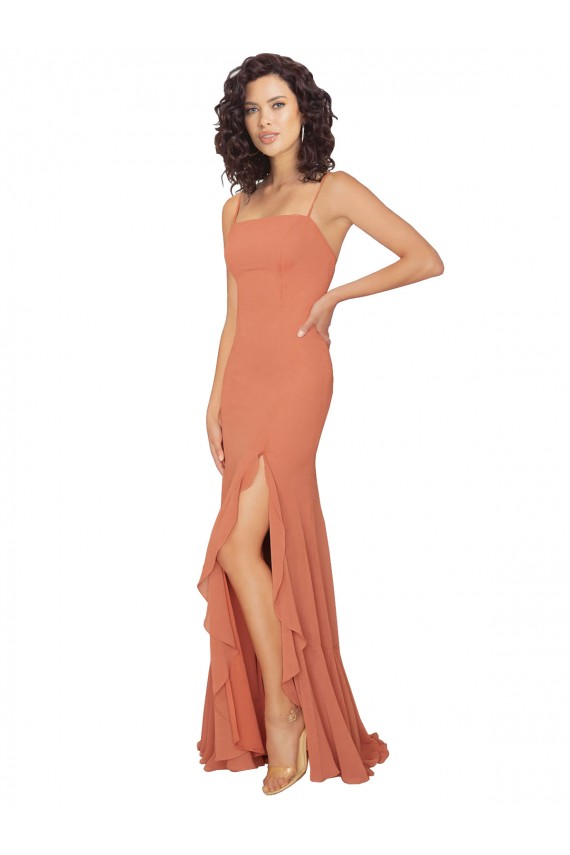 Sleeveless Rosewood V-Back A-Line Square Neck Bridesmaid Dress Maidstone