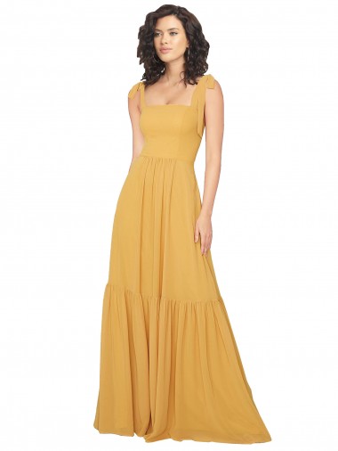 Sleeveless Saffron A-Line Square Neck Bridesmaid Dress Maidstone