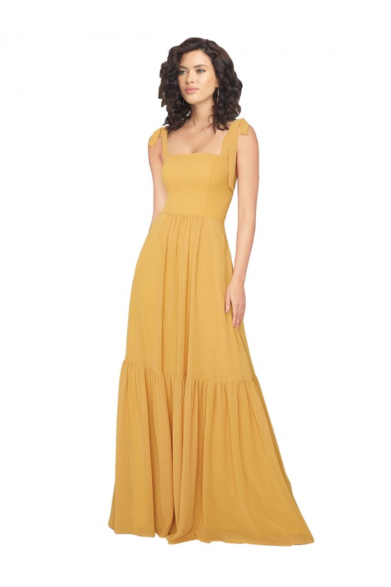 Sleeveless Saffron A-Line Square Neck Bridesmaid Dress Maidstone