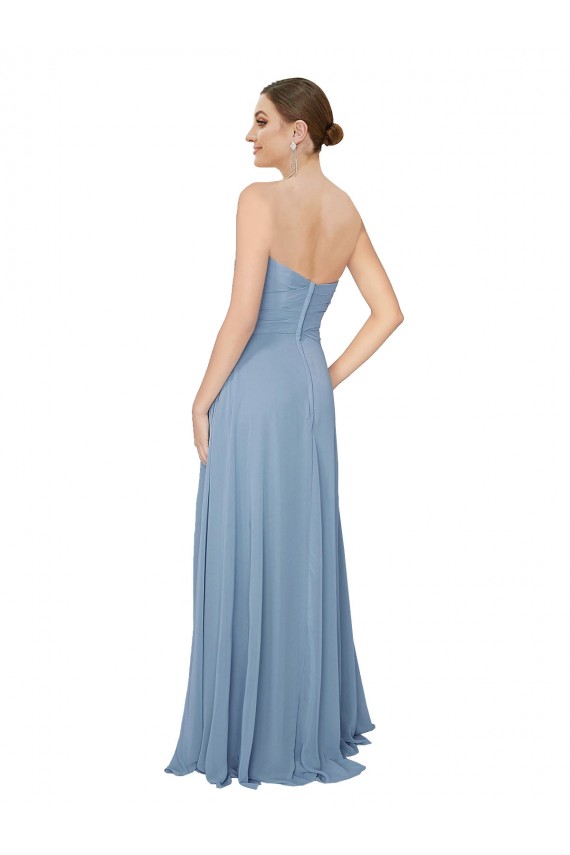 Sleeveless Dusty Blue Low Back A-Line Sweetheart Bridesmaid Dress / Evening Dress Maidstone