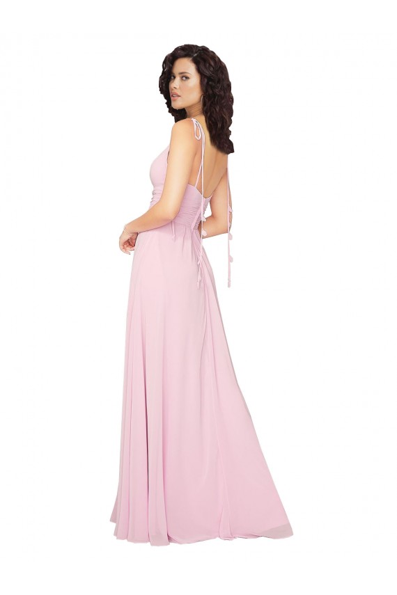 Sleeveless Barely Pink V-Back A-Line V-Neck Bridesmaid Dress Maidstone