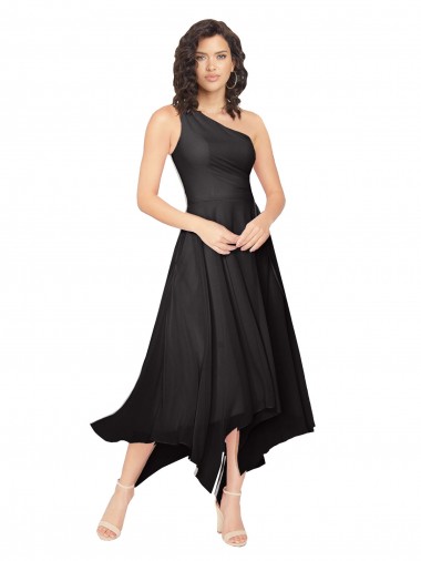 Sleeveless Black A-Line One Shoulder High Low Bridesmaid Dress Maidstone