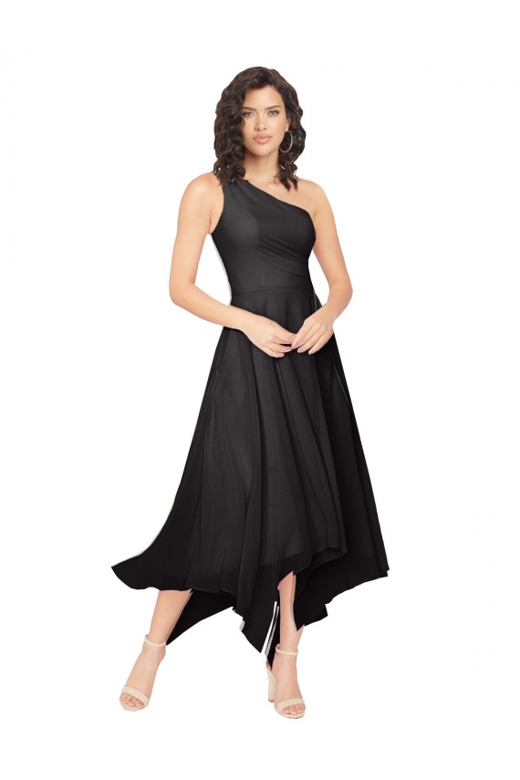 Sleeveless Black A-Line One Shoulder High Low Bridesmaid Dress Maidstone