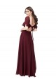 Short Flutter Sleeves Burgundy Gold Keyhole Back A-Line Sweetheart Formal Dress / Bridesmaid Dress Maidstone