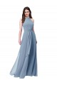 Sleeveless Dusty Blue A-Line Halter Neck Bridesmaid Formal Dress Maidstone