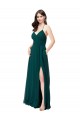 Sleeveless Hunter Green Criss Cross Back A-Line V-Neck Wedding Party Dress Maidstone