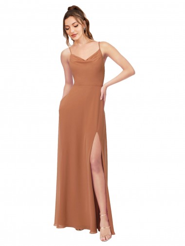 Sleeveless Rosewood Low Back A-Line Cowl Neck Bridesmaid Dress Maidstone