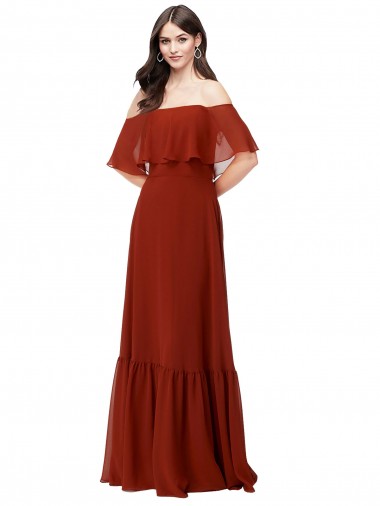 Short Flutter Sleeves Red A-Line Off the Shoulder Bridesmaid Dress Maidstone