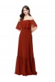 Short Flutter Sleeves Red A-Line Off the Shoulder Bridesmaid Dress Maidstone