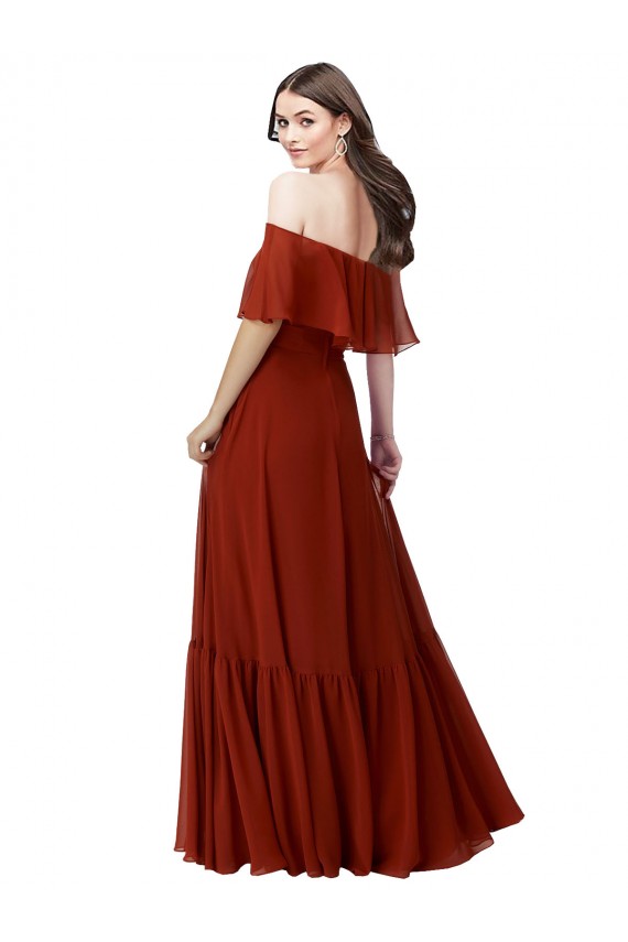 Short Flutter Sleeves Red A-Line Off the Shoulder Bridesmaid Dress Maidstone