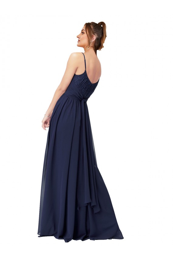 Sleeveless Dark Navy Low Back A-Line Scoop Neck Bridesmaid Dress Maidstone