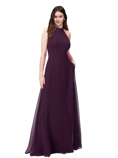 Sleeveless Grape Keyhole Back A-Line Halter Neck Bridesmaid Dress Maidstone
