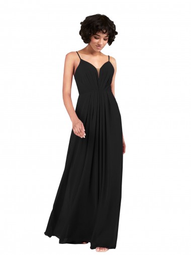 Sleeveless Black Criss Cross Open Back Column V-Neck Formal Evening Gown / Bridesmaid Dress Maidstone