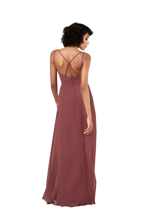 Sleeveless Black Criss Cross Open Back Column V-Neck Formal Evening Gown / Bridesmaid Dress Maidstone