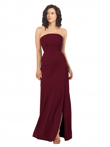 Sleeveless Burgundy Sheath Strapless Bridesmaid Dress Maidstone