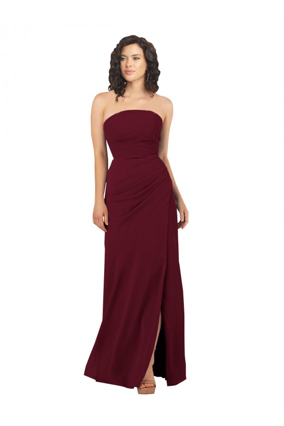 Sleeveless Burgundy Sheath Strapless Bridesmaid Dress Maidstone