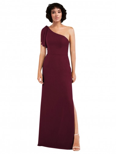 Sleeveless Burgundy A-Line One Shoulder Formal Evening Gown / Bridesmaid Dress Maidstone