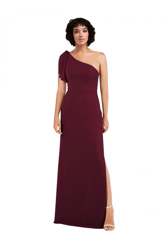 Sleeveless Burgundy A-Line One Shoulder Formal Evening Gown / Bridesmaid Dress Maidstone