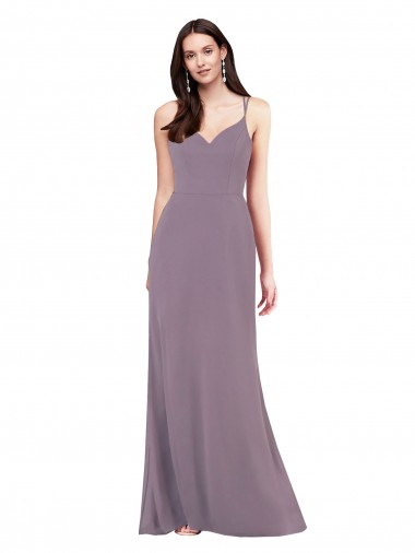 Sleeveless Dark Lavender Criss Cross Open Back Column Sweetheart Formal Evening Gown / Bridesmaid Dress Maidstone