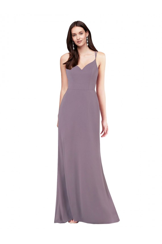 Sleeveless Dark Lavender Criss Cross Open Back Column Sweetheart Formal Evening Gown / Bridesmaid Dress Maidstone