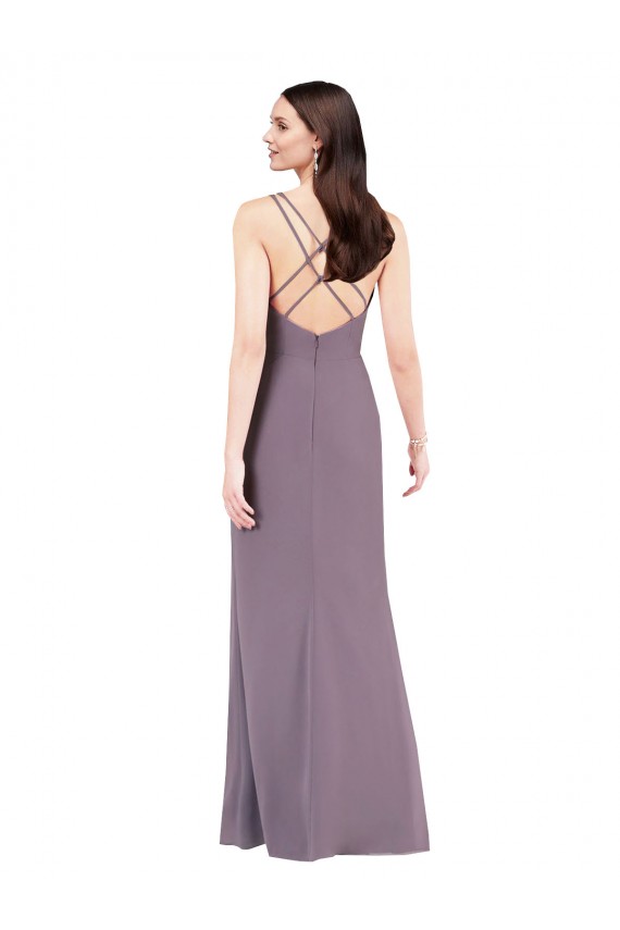 Sleeveless Dark Lavender Criss Cross Open Back Column Sweetheart Formal Evening Gown / Bridesmaid Dress Maidstone