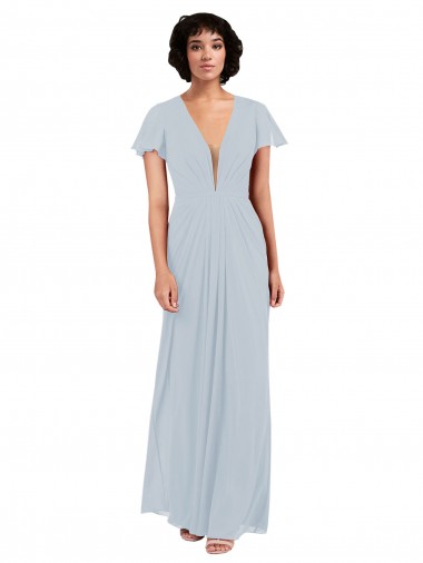 Cap Sleeves Sea Glass A-Line V-Neck Bridesmaid Dress / Formal Dress Maidstone