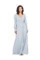 Long Sleeves Sea Glass A-Line V-Neck Formal Dress / Bridesmaid Dress Maidstone