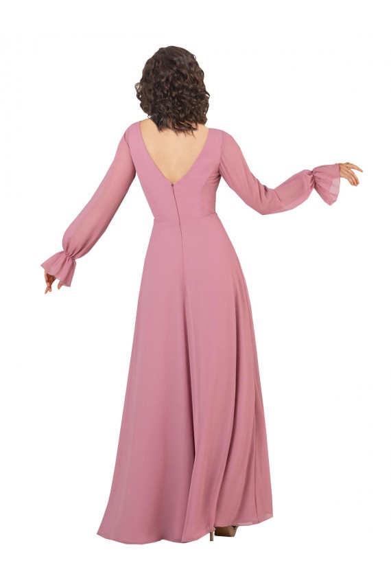 Long Sleeves Sea Glass A-Line V-Neck Formal Dress / Bridesmaid Dress Maidstone