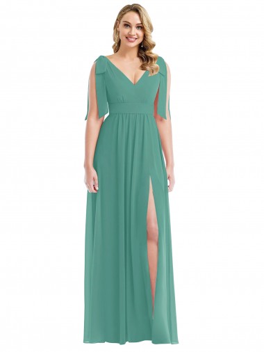 Sleeveless Icelandic Silver V-Back A-Line V-Neck Semi Formal Evening Dress / Bridesmaid Dress Maidstone