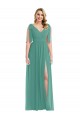 Sleeveless Icelandic Silver V-Back A-Line V-Neck Semi Formal Evening Dress / Bridesmaid Dress Maidstone