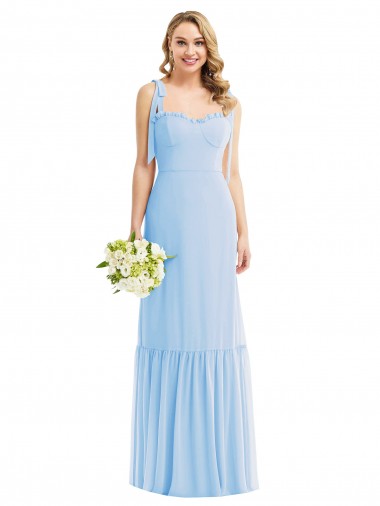 Sleeveless Light Sky Blue A-Line Spaghetti Straps Semi Formal Evening Dress / Bridesmaid Dress Maidstone