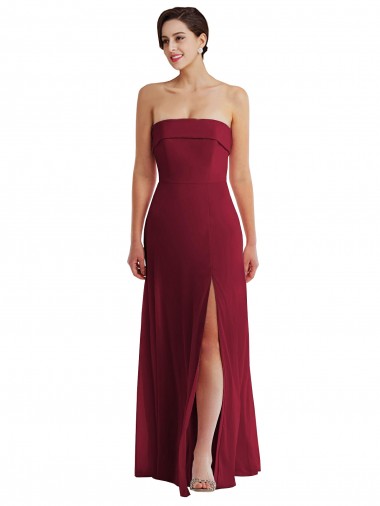 Sleeveless Burgundy Low Back A-Line Strapless Formal Evening Gown / Bridesmaid Dress Maidstone