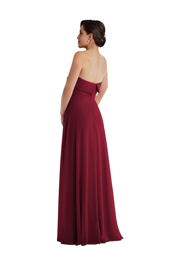 Sleeveless Burgundy Low Back A-Line Strapless Formal Evening Gown / Bridesmaid Dress Maidstone