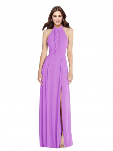 Sleeveless Violet Backless A-Line Halter Neck Formal Evening Gown / Bridesmaid Dress Maidstone