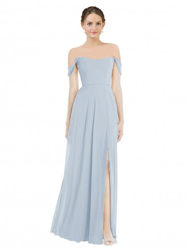 Flounce Sleeves Sea Glass A-Line Off the Shoulder Semi Formal Evening Dress / Bridesmaid Dress Maidstone