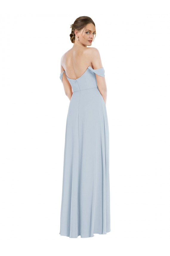 Flounce Sleeves Sea Glass A-Line Off the Shoulder Semi Formal Evening Dress / Bridesmaid Dress Maidstone