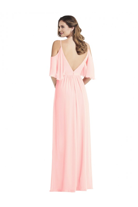 Cold Shoulder Pink V-Back A-Line V-Neck Semi Formal Evening Dress / Bridesmaid Dress Maidstone