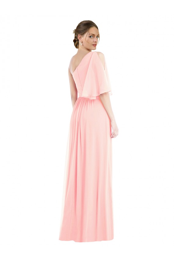 Bell Sleeves Pink A-Line One Shoulder Semi Formal Evening Dress / Bridesmaid Dress Maidstone