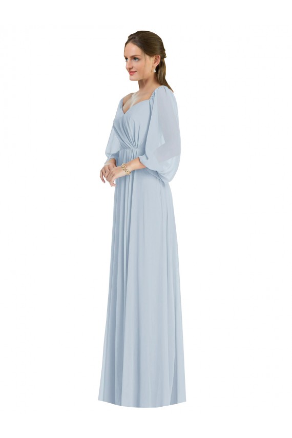 Puff Sleeves Sea Glass A-Line Off the Shoulder Formal Evening Gown / Bridesmaid Dress Maidstone
