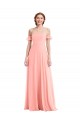 Flutter Sleeves Salmon A-Line Off the Shoulder Semi Formal Evening Dress / Bridesmaid Dress Maidstone