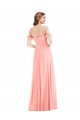 Flutter Sleeves Salmon A-Line Off the Shoulder Semi Formal Evening Dress / Bridesmaid Dress Maidstone