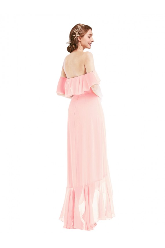 Sleeveless Pink A-Line Off the Shoulder High Low Bridesmaid Dress Maidstone