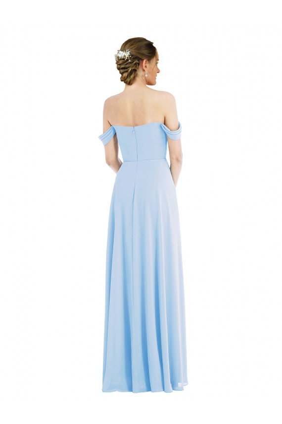 Sleeveless Light Sky Blue A-Line Off the Shoulder Formal Evening Gown / Bridesmaid Dress Maidstone
