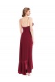 Sleeveless Burgundy Low Back A-Line Spaghetti Straps High Low Evening Gown / Bridesmaid Dress Maidstone