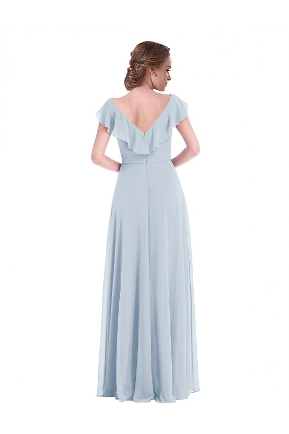 Sleeveless Sea Glass V-Back A-Line V-Neck Black Tie Evening Gown / Bridesmaid Dress Maidstone