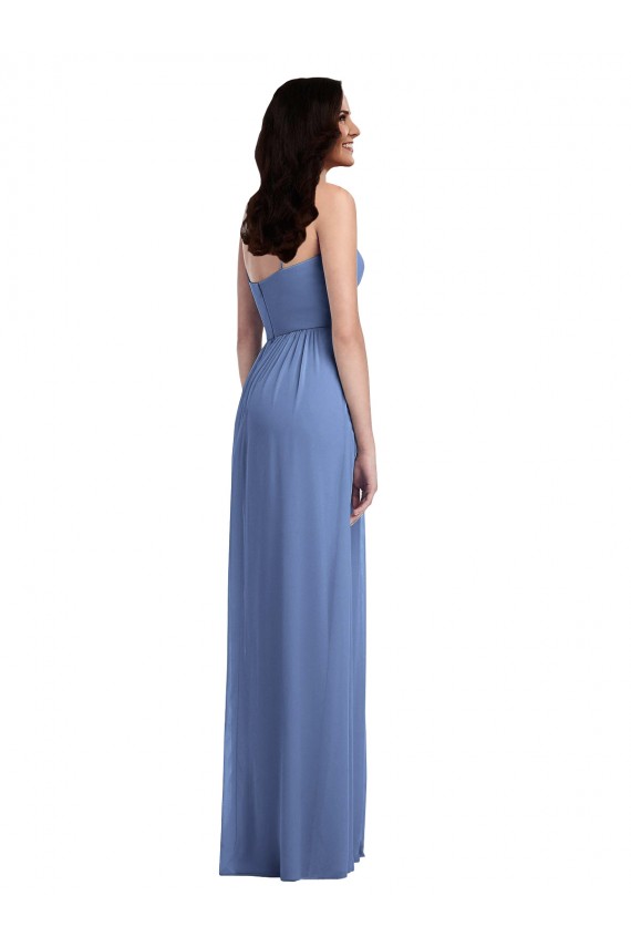 Sleeveless Windsor Blue Low Back A-Line Spaghetti Straps Semi Formal Evening Dress / Bridesmaid Dress Maidstone
