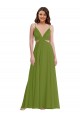 Sleeveless Olive Green Open Back A-Line V-Neck Plus Size Evening Gown / Bridesmaid Dress Maidstone
