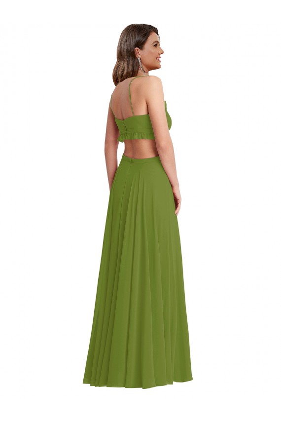 Sleeveless Olive Green Open Back A-Line V-Neck Plus Size Evening Gown / Bridesmaid Dress Maidstone