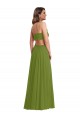 Sleeveless Olive Green Open Back A-Line V-Neck Plus Size Evening Gown / Bridesmaid Dress Maidstone