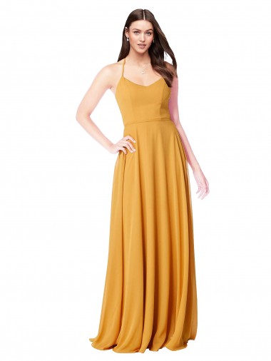 Sleeveless Saffron A-Line V-Neck Formal Dress / Bridesmaid Dress Maidstone